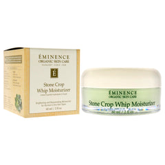Eminence Stone Crop Whip Moisturizer swatch demonstrates smoothing on uneven tone and glow.