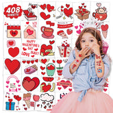 EMOME 408 individually wrapped Valentine tattoos for easy party favors and kid-safe play.