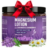 EMPURA Lavender Magnesium Lotion bottle ready for a calming bedtime ritual.