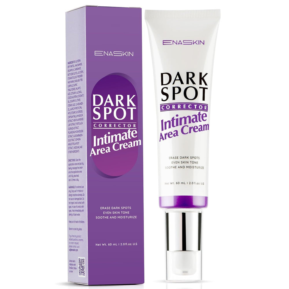 EnaSkin Dark Spot Remover Cream bottle for intimate areas promotes even skin tone gently.