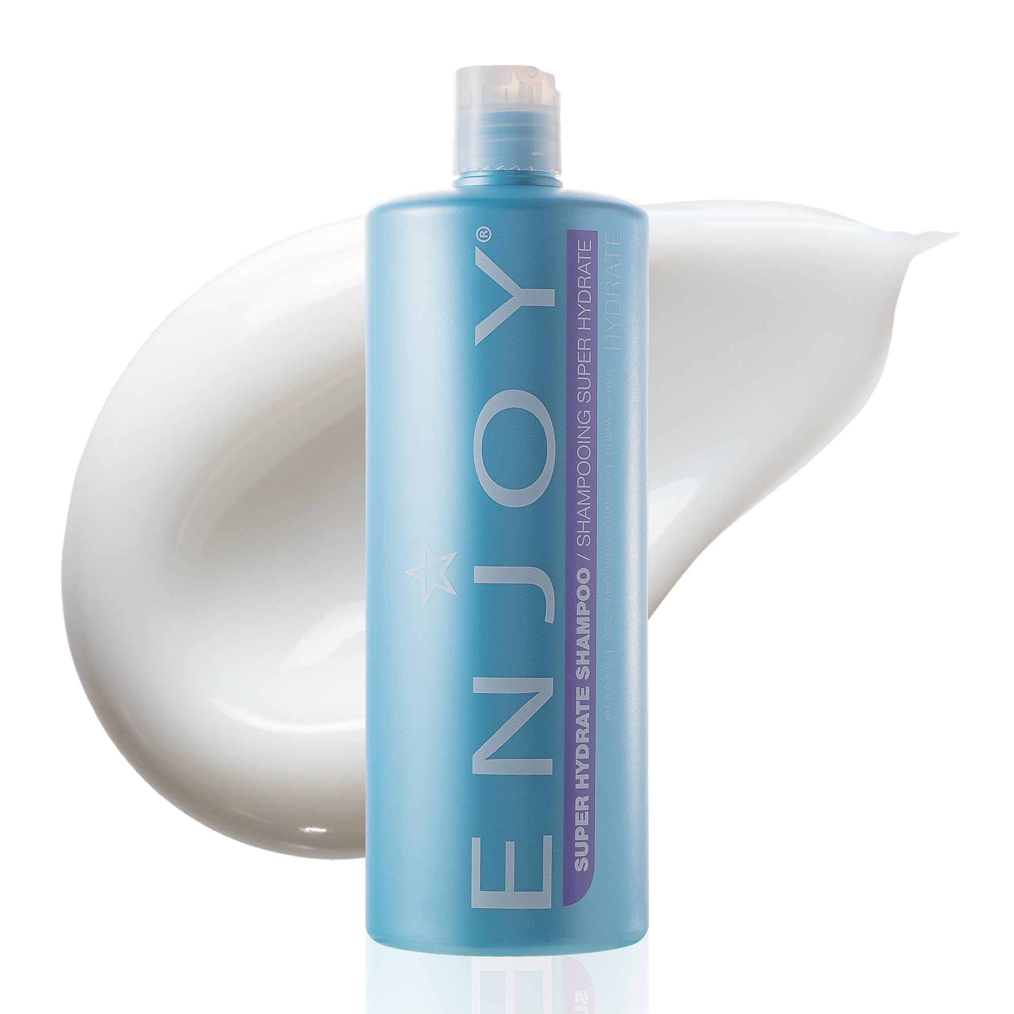 Enjoy Super Hydrate Shampoo bottle front highlighting color protection benefits.