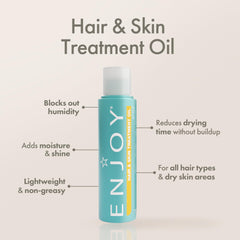 Enjoy Hair & Skin Treatment Oil texture dispersion across skin and hair.