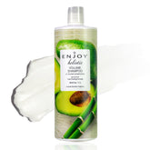 ENJOY Holistic Volume Shampoo bottle shows volumizing formula for all hair types.