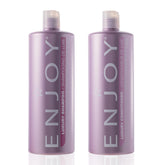 Enjoy Luxury Shampoo bottle pour shows premium cleansing and frizz control.