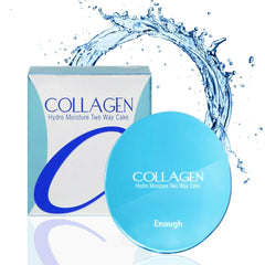 Enough Collagen Hydro Moisture Two Way Cake damp application for dewy coverage