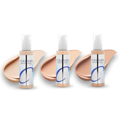 Enough Collagen Moisture Foundation swatches showing natural coverage.