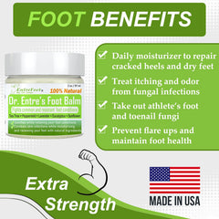 EntreFeet foot balm showing raw shea beads ready for smooth application