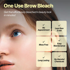 Entropy Make Up brow bleach kit application demonstrates precise targeting.