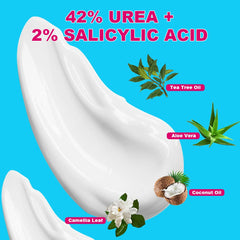 ENVISHA Urea Cream 42% being applied to feet for soft, nourished skin.
