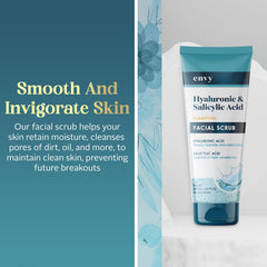 Close-up of Envy scrub texture highlighting micro-exfoliants for smoothing skin.