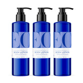 EO Body Lotion pack of three French Lavender bottles for daily nourishment.