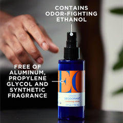 EO deodorant spray bottle with grapefruit and lavender notes offering uplifting aromatherapy