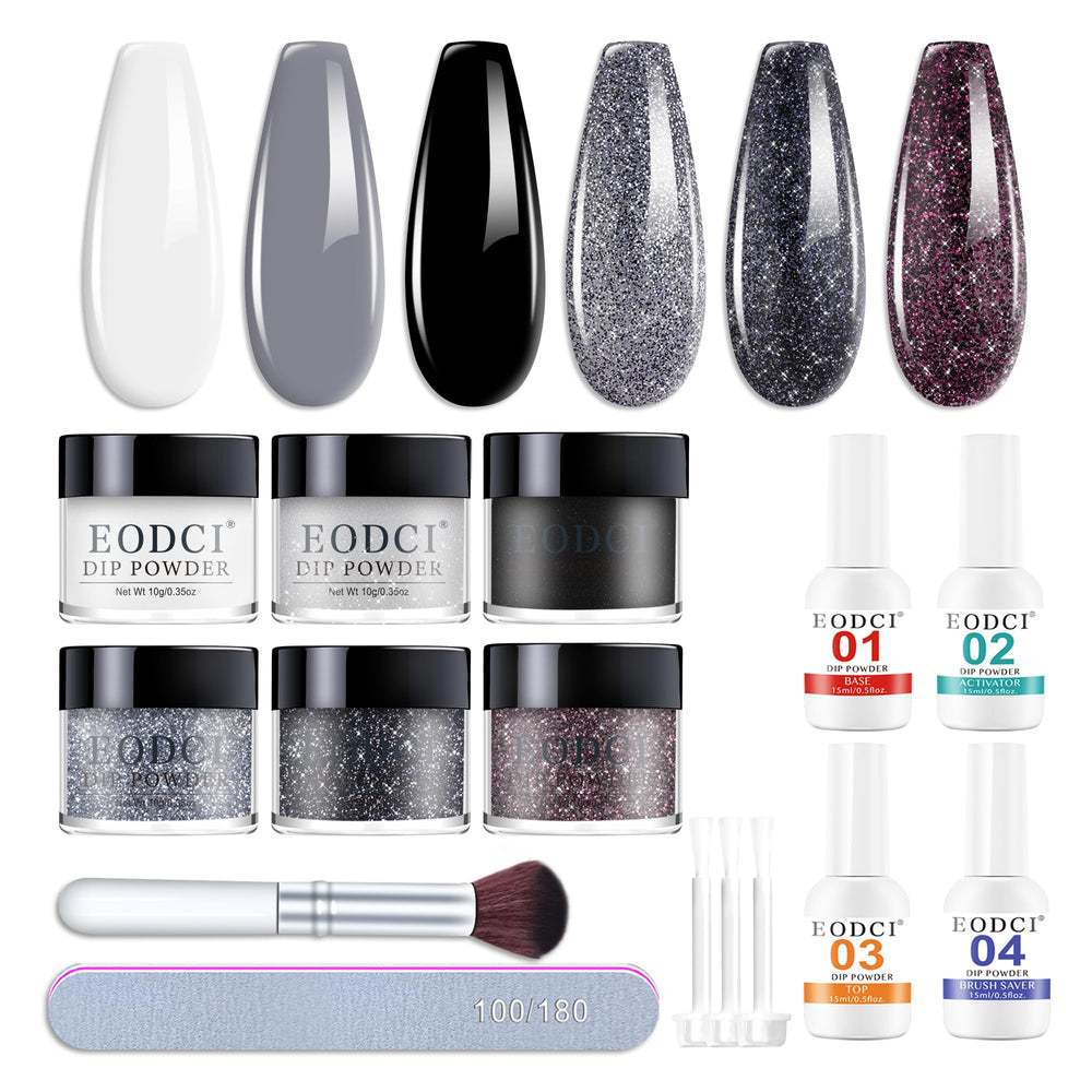 Eodci six-color glitter dip powder kit for versatile at-home manicures.