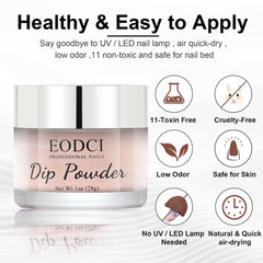 EODCI Peachy Nude Shimmer dip powder application provides a smooth finish.