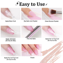 EODCI Peachy Nude Shimmer nails with no UV/LED lamp required.
