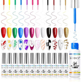 eodci Nail Art Gel Liner Set offers rainbow colors for versatile nail art ideas.
