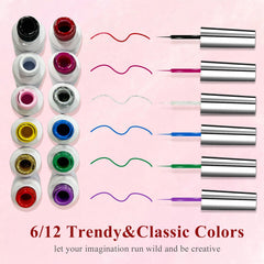 eodci Nail Art Gel Liner Set swirl design on tip showcases seamless French tip.