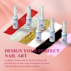 eodci Nail Art Liner Set bottle closeup highlights the precise brush for clean lines.