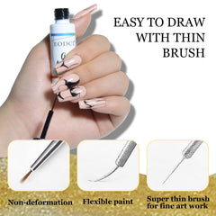Eodci Nail Art Liner Set glitter and metallics offer shiny accents for bold nail art