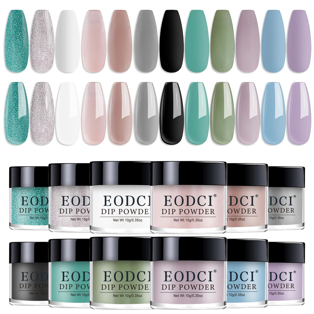 eodci nail dip powder set bottle close-up showing vibrant colors for at-home manicure