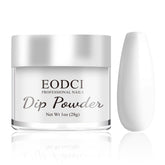 EODCI white dip powder bottle close-up showing smooth finish
