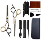 EOIFIV hair cutting scissors kit 11pcs with leather case, ideal for organized salon or home grooming.