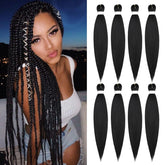 EOOCET pre-stretched braiding hair packaging shows eight-pack set for quick installation