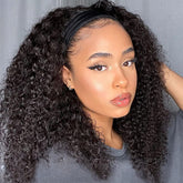 Eooma Curly Headband Wig 16 inch close-up shows natural hairline for seamless daily styling.