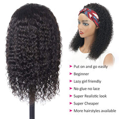 Eooma Curly Headband Wig 16 inch features velcro back for easy adjustment.
