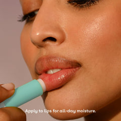 eos Sweet Mint lip balm application on lips for refreshing hydration
