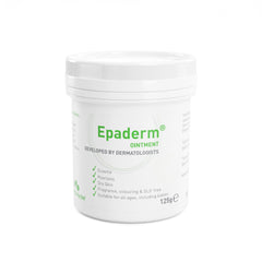 Epaderm 125g ointment tube front view showing barrier protection for dry skin.