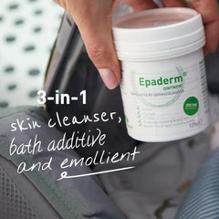 Epaderm packaging on shelf communicates trusted, non-medicinal moisturising solution.