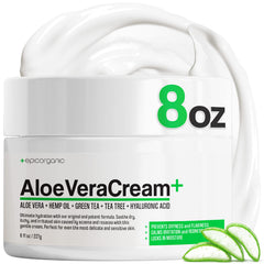 Epic Organicum Aloe Vera Moisturizing Cream bottle showing natural ingredients for deep hydration