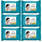 Epielle Argan Oil makeup remover wipes in an open pack for on-the-go cleansing.
