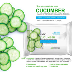Close-up of Epielle cucumber cleansing tissues showing textured fibers for gentle cleansing.