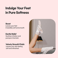 Epielle hydrating foot masks on feet during treatment.