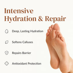 Epielle Shea Butter and Jojoba Oil image highlights rich hydration for dry feet.