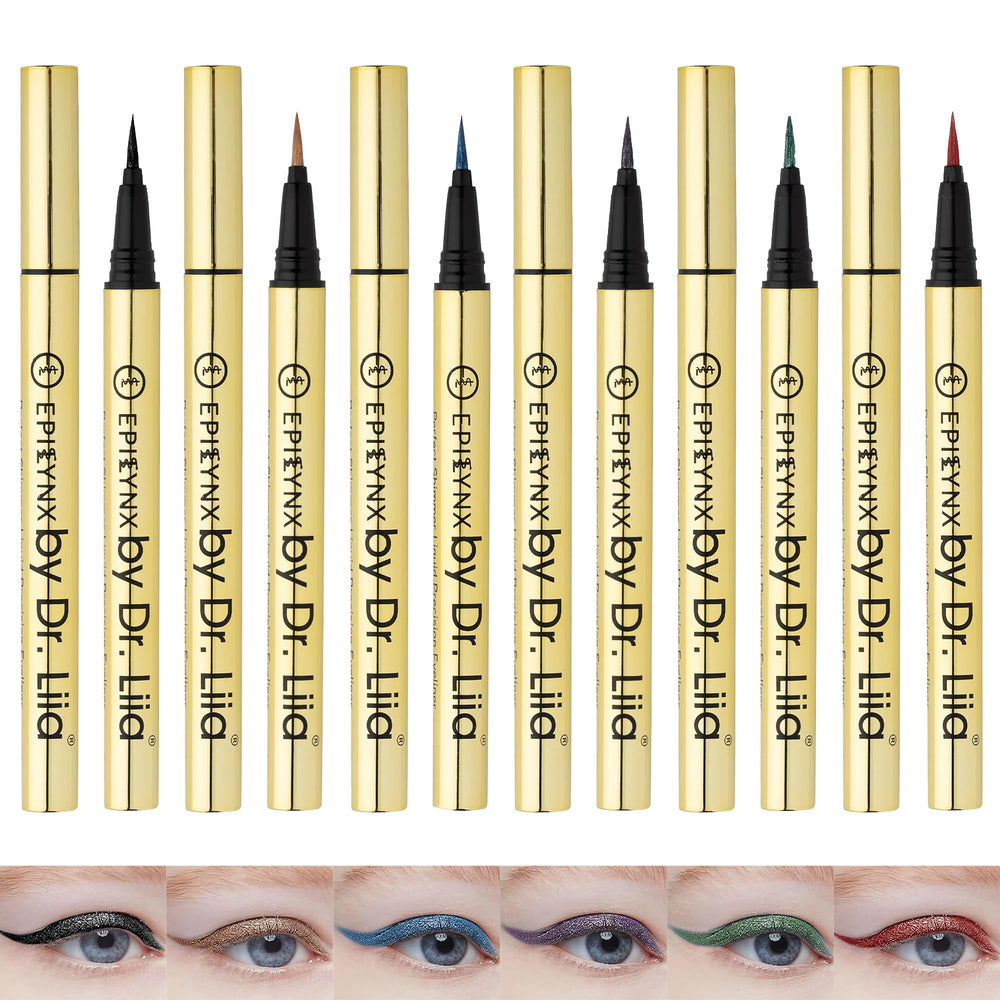 EPILYNX liquid eyeliner gift set close-up with six versatile shades.