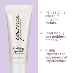 Epionce purifying spot gel on the face targets pores for clearer-looking skin.