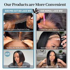 EQ DUOUPA 5x5 HD lace closure close-up for a seamless hairline