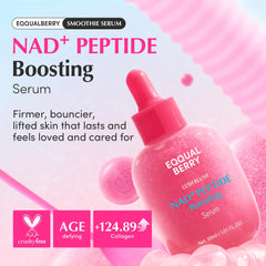 EQQUALBERRY NAD+ Peptide Serum label closeup highlighting premium anti-aging ingredients