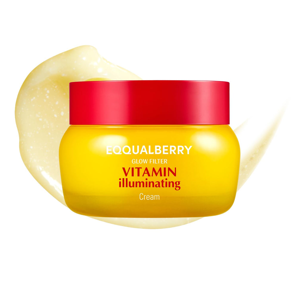 EQQUALBERRY Vitamin Illuminating Cream bottle pour showing easy application and hydration.