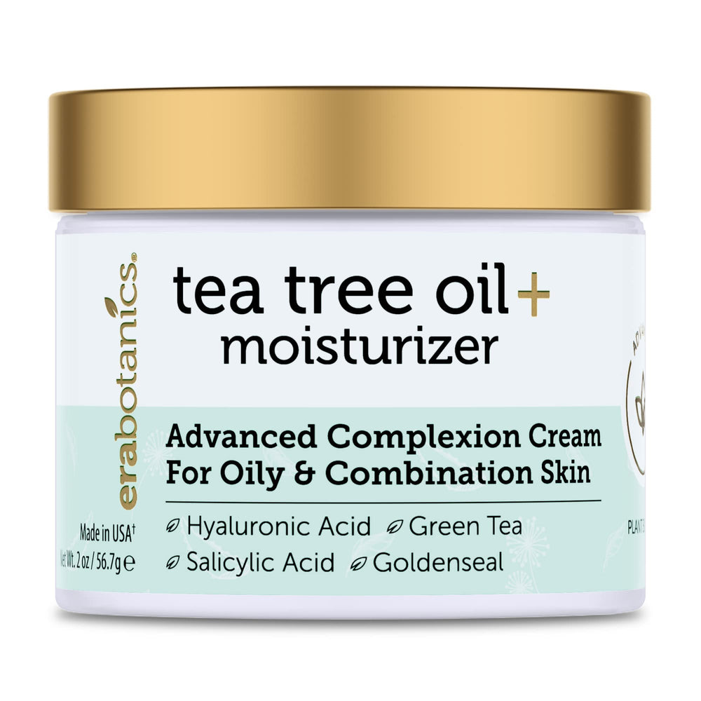 Era Organics Tea Tree Cream bottle shown for daily oil-balancing use