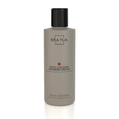 Era Tua Rich Cocoon Shower Cream bottle emphasizes hydrating formula for daily skin nourishment.