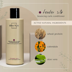 Calendula oil detail in ERA TUA conditioner image suggests scalp soothing and moisture balance.