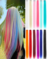 Eravauly colored clip-in extensions for parties add instant color without dye.