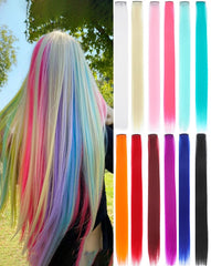 Eravauly colored clip-in extensions for parties add instant color without dye.