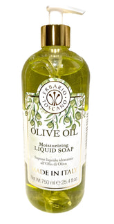 ERBARIO TOSCANO Olive Oil Moisturizing Liquid Soap bottle with rich, hydrating cleanse for daily use.