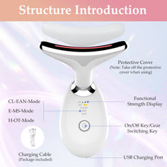 erdnretl face and neck massager with LED modes for a firmer look