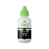 Ericka J Hold Me Down adhesive bottle closeup shows quick-dry hold for lace wigs.